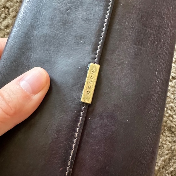 Coach Dark Brown Vintage Genuine Leather Snap-On Credit Card Bifold Long Wallet - Picture 2 of 12